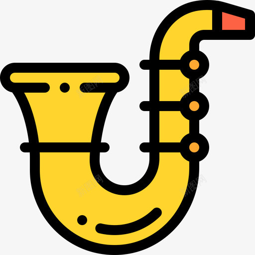萨克斯管乐器4线型颜色图标svg_新图网 https://ixintu.com 乐器4 线型颜色 萨克斯管