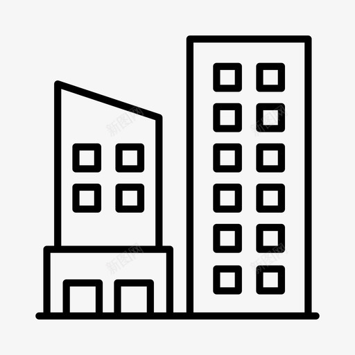 建筑物城市高层建筑图标svg_新图网 https://ixintu.com 办公室 城市 城镇 建筑物 高层建筑