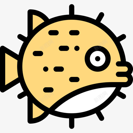 河豚海洋生物22线形颜色图标svg_新图网 https://ixintu.com 卡通河豚鱼 河豚 海洋生物22 线形颜色