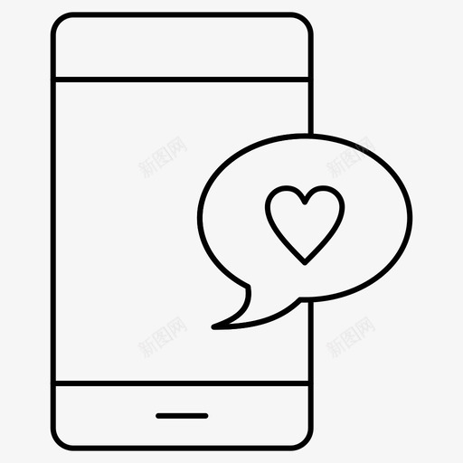 爱聊心手机图标svg_新图网 https://ixintu.com 心 手机 爱情和婚礼 爱聊