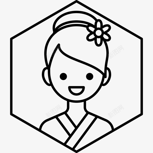 女孩化身和服图标svg_新图网 https://ixintu.com 侧面 六边形化身 化身 和服 女人 女孩