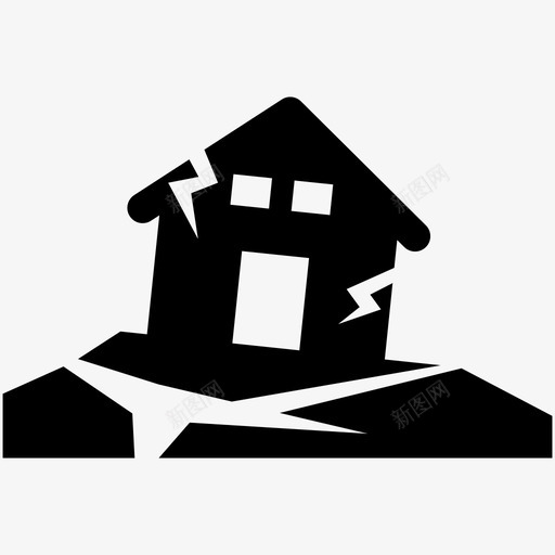 地震建筑灾难图标svg_新图网 https://ixintu.com 地震 建筑 房屋 灾难