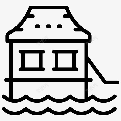 海滩别墅建筑度假村图标svg_新图网 https://ixintu.com 度假村 度假线路图标 建筑 海滨别墅 海滩别墅