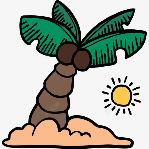 椰子树夏季3颜色图标svg_新图网 https://ixintu.com 夏季3 椰子树 颜色