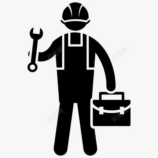 技工工程师勤杂工图标svg_新图网 https://ixintu.com 修理工 勤杂工 工程师 建筑工人雕文图标 技工