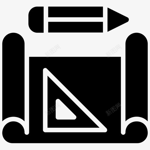 绘图建筑工程蓝图图标svg_新图网 https://ixintu.com 原型 工程元素字形图标 建筑工程 施工计划 绘图 蓝图