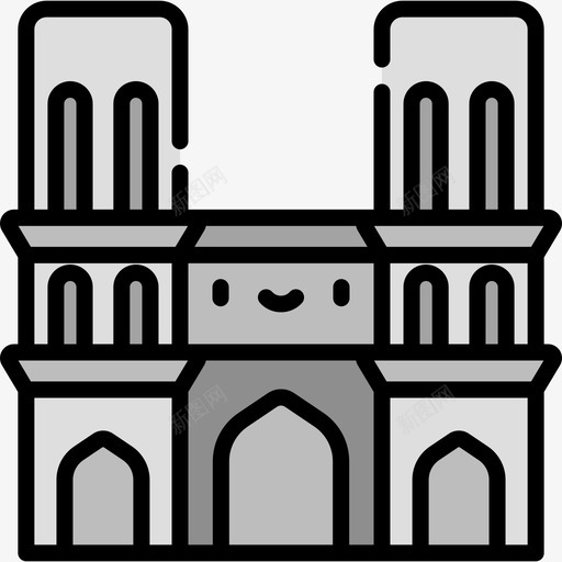 圣母院地标古迹7线性颜色图标svg_新图网 https://ixintu.com 圣母院 地标古迹7 线性颜色