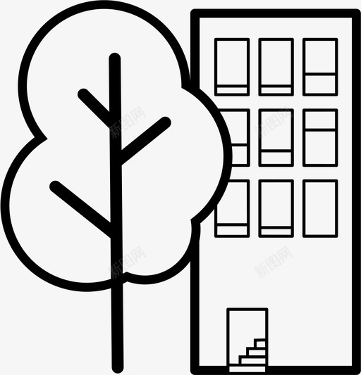 建筑和树木公寓城市图标svg_新图网 https://ixintu.com 公寓 城市 家 建筑和树木 生活