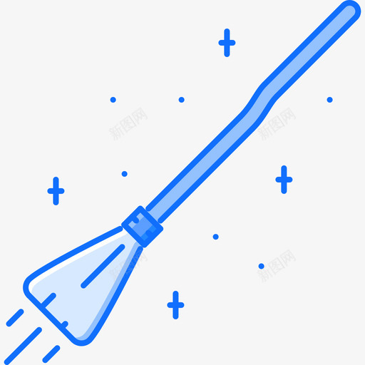 飞天扫帚万圣节61蓝色图标svg_新图网 https://ixintu.com 万圣节61 蓝色 飞天扫帚