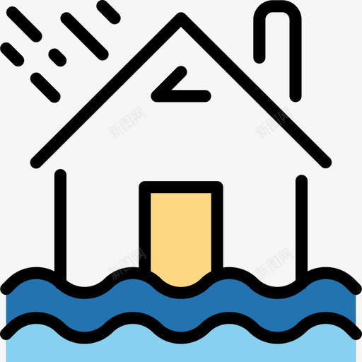 洪水淹没的房子保险2线性颜色图标svg_新图网 https://ixintu.com 保险2 洪水淹没的房子 线性颜色