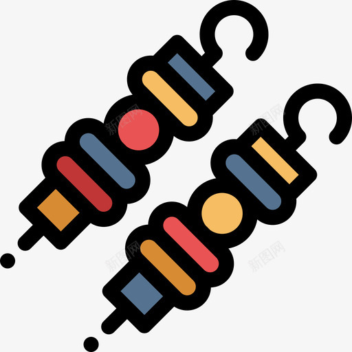 烤肉串烧烤派对4线性颜色图标svg_新图网 https://ixintu.com 烤肉串 烧烤派对4 线性颜色
