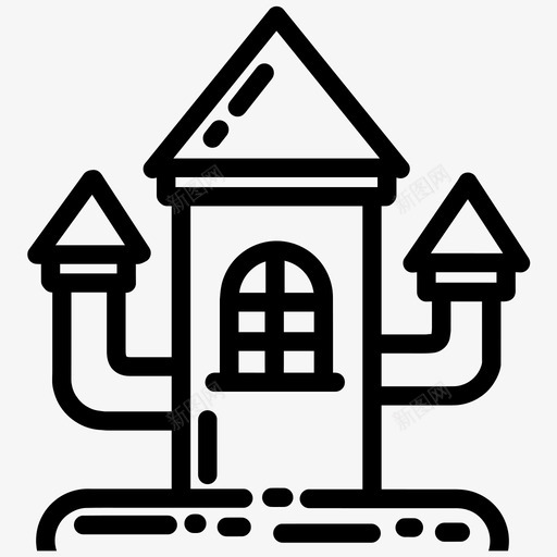 鬼屋城堡万圣节图标svg_新图网 https://ixintu.com 万圣节 城堡 塔楼 鬼屋