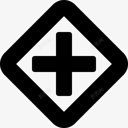 十字路口交通路标2填充图标svg_新图网 https://ixintu.com 交通路标2 十字路口 填充