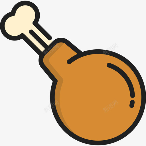 鸡腿烧烤2原色图标svg_新图网 https://ixintu.com 原色 烧烤2 鸡腿
