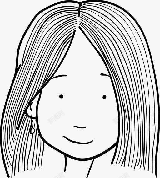 女人的脸头长发图标svg_新图网 https://ixintu.com 头 女人的脸 微笑 脸 长发