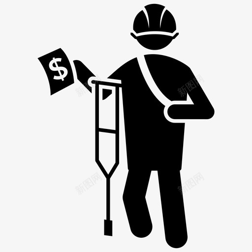 受伤事故紧急情况图标svg_新图网 https://ixintu.com 不适合 事故 受伤 建筑工人雕文图标 紧急情况 骨折