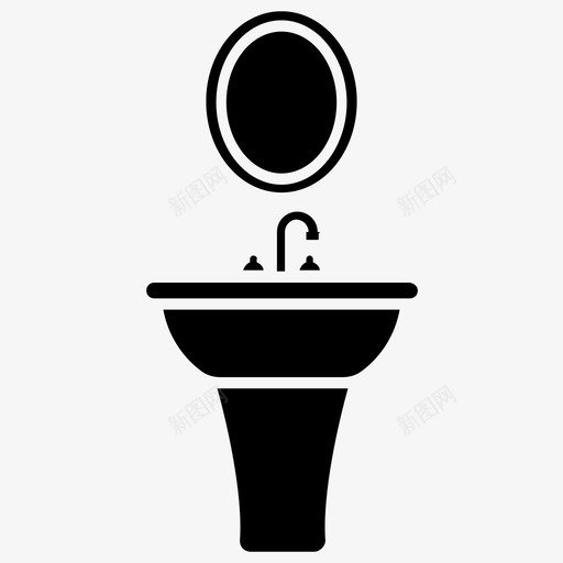 洗脸盆水龙头台座水槽图标svg_新图网 https://ixintu.com 卫生间水槽 台座水槽 家庭办公室室内家具雕刻图标 水龙头 洗脸盆