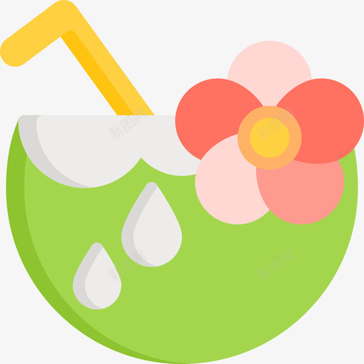 椰子暑假6平铺图标svg_新图网 https://ixintu.com 平铺 暑假6 椰子