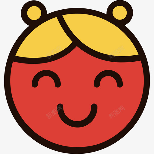 女孩农历新年十五线条颜色图标svg_新图网 https://ixintu.com 农历新年十五 女孩 线条颜色