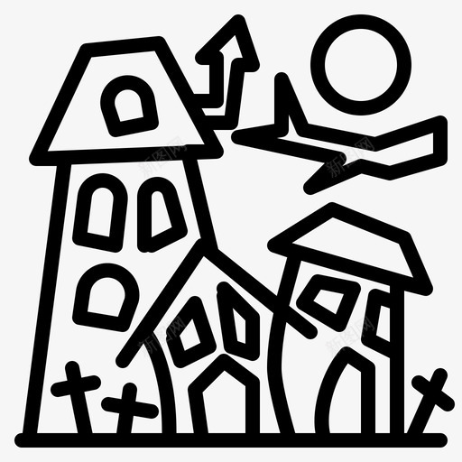 鬼屋神秘古老图标svg_新图网 https://ixintu.com 万圣节 古老 复古 神秘 鬼屋