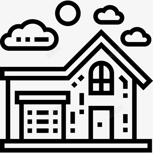 房子5号村直线型图标svg_新图网 https://ixintu.com 5号村 房子 直线型