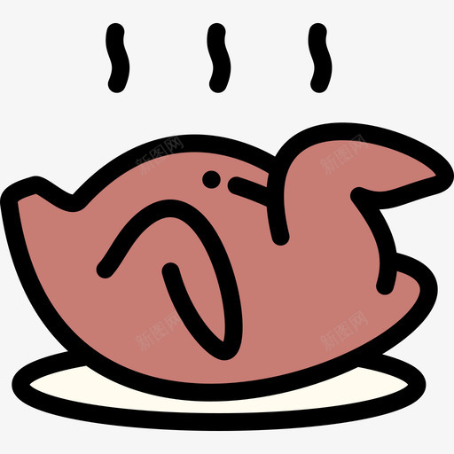 鸡肉亚洲餐厅原色图标svg_新图网 https://ixintu.com 亚洲餐厅 原色 鸡肉