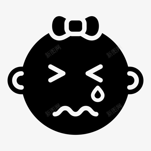 女婴伤心哭泣表情图标svg_新图网 https://ixintu.com 哭泣 女婴伤心 表情