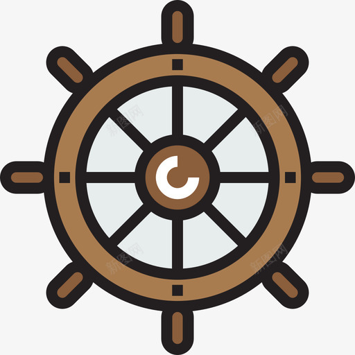 舵航海和水手线型颜色图标svg_新图网 https://ixintu.com 线型颜色 航海和水手 舵