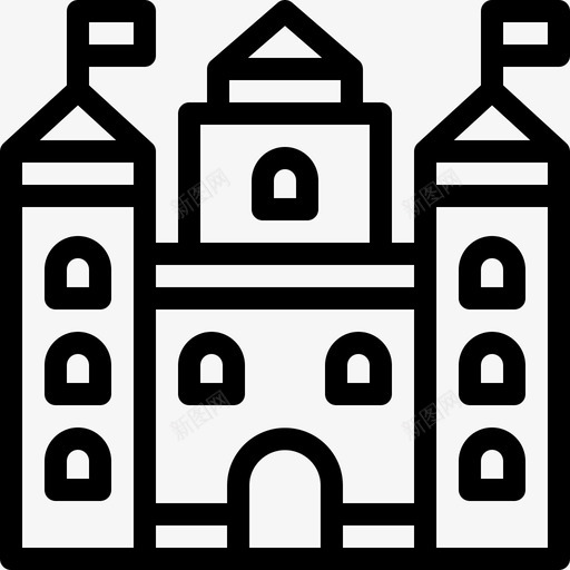 城堡城市建筑线性图标svg_新图网 https://ixintu.com 城堡 城市建筑 线性