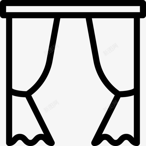 窗帘室内家具2线性图标svg_新图网 https://ixintu.com 室内家具2 窗帘 线性