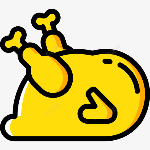 火鸡美食7黄色图标svg_新图网 https://ixintu.com 火鸡 美食7 黄色
