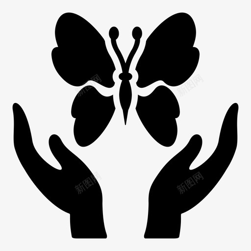 美丽蝴蝶手上的蝴蝶图标svg_新图网 https://ixintu.com 信任 幸福 手 手上的蝴蝶 浪漫和情人节 美丽 蝴蝶