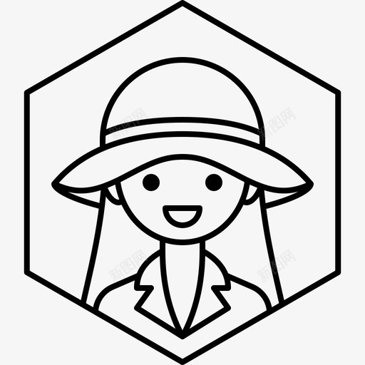 女孩化身帽子图标svg_新图网 https://ixintu.com 侧面 六边形化身 化身 女人 女孩 帽子