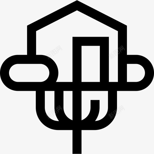 树屋房屋类型6线性图标svg_新图网 https://ixintu.com 卡通树屋 房屋类型6 树屋 线性