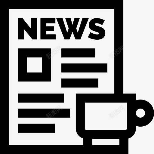 报纸咖啡店32号直线型图标svg_新图网 https://ixintu.com 咖啡店32号 报纸 直线型