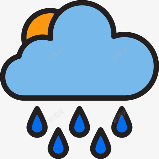 雨天气112线性颜色图标svg_新图网 https://ixintu.com 天气112 线性颜色 雨