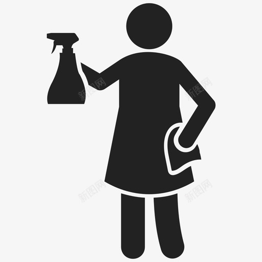 女除尘女佣镜子清洁图标svg_新图网 https://ixintu.com 女佣 女除尘 家政服务 镜子清洁