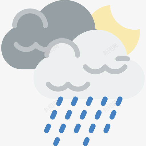 下雨55号天气平坦图标svg_新图网 https://ixintu.com 55号天气 下雨 平坦