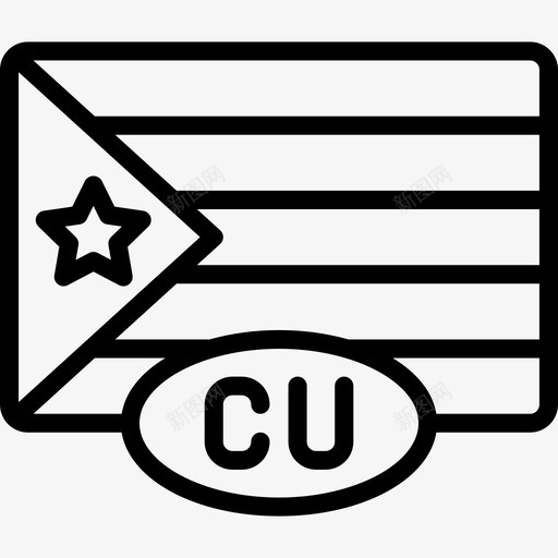 古巴国旗14直线图标svg_新图网 https://ixintu.com 古巴 国旗14 直线