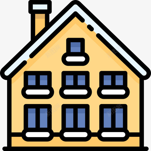 冬季小镇6号住宅线性颜色图标svg_新图网 https://ixintu.com 冬季小镇6号住宅 线性颜色