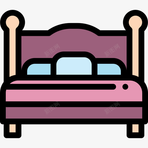 床家具53线性颜色图标svg_新图网 https://ixintu.com 家具53 床 线性颜色