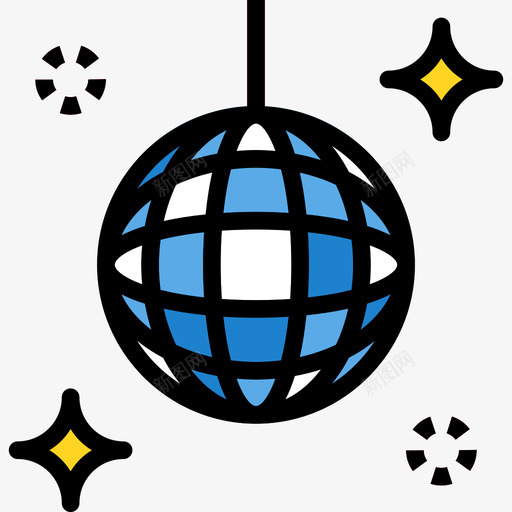 迪斯科舞会派对和庆典6线性颜色图标svg_新图网 https://ixintu.com 派对和庆典6 线性颜色 迪斯科舞会