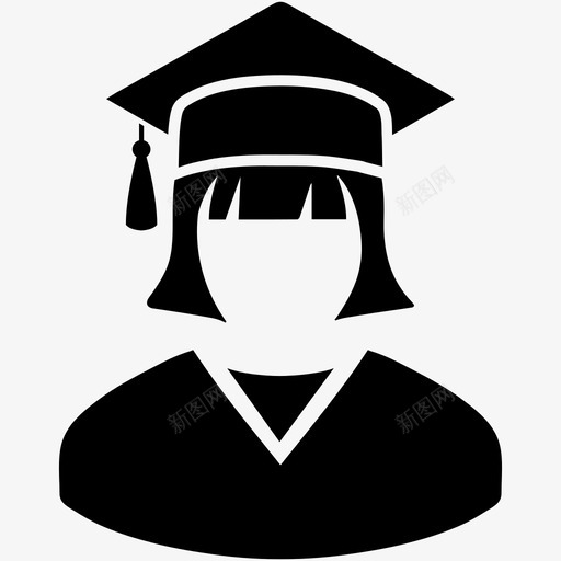 毕业教育女学生图标svg_新图网 https://ixintu.com 女学生 学校和教育 学生 教育 毕业