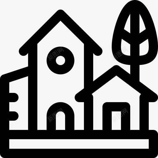 村庄景观40线性图标svg_新图网 https://ixintu.com 景观40 村庄 线性