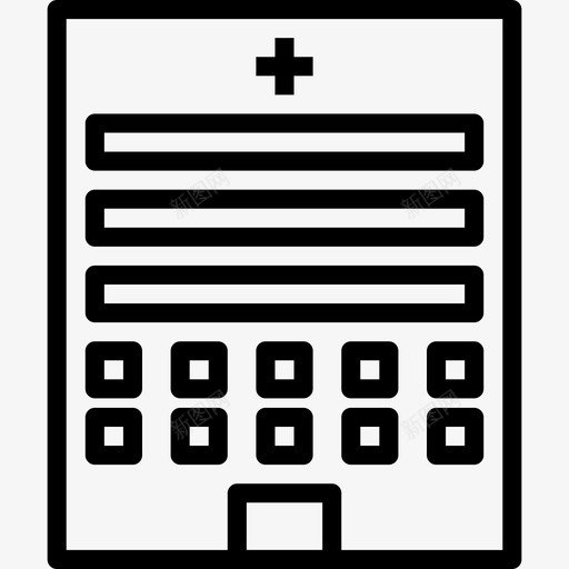 医院城市元素建筑6线性图标svg_新图网 https://ixintu.com 医院 城市元素建筑6 线性