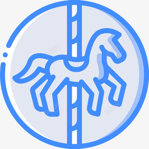旋转木马主题公园蓝色图标svg_新图网 https://ixintu.com 主题公园 旋转木马 蓝色