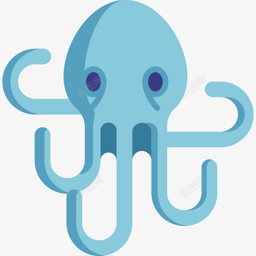 章鱼海洋生物14扁平图标svg_新图网 https://ixintu.com 扁平 海洋生物14 章鱼