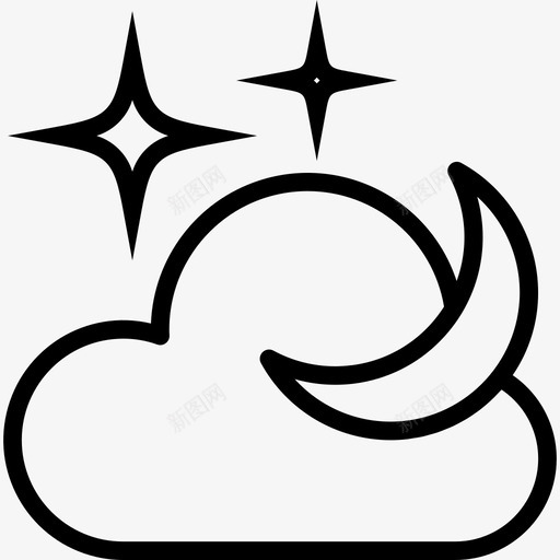 夜晚111号天气直线型图标svg_新图网 https://ixintu.com 111号天气 夜晚 直线型