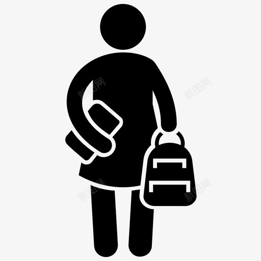 女学生学龄前学生在校学生图标svg_新图网 https://ixintu.com 在校学生 女学生 学龄前学生 返校字形图标