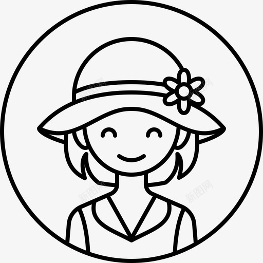 女孩头像帽子图标svg_新图网 https://ixintu.com 侧面 圈头像 头像 女人 女孩 帽子